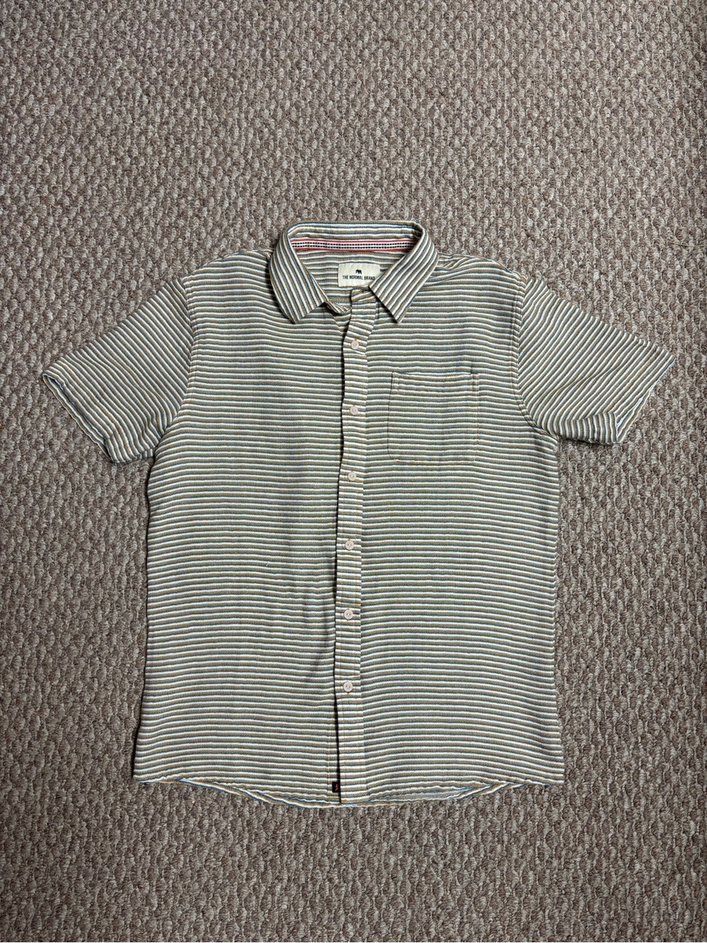 The Normal Brand Freshwater Short Sleeve Casual Striped Button Up Shirt